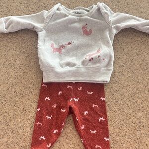 child of mine Pink Fox Graphic Sweatshirt with Rust Fox Leggings
